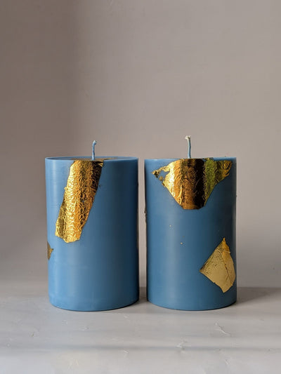 Ivory Thick Pillar Candles Set of 2 | Elegant Decorative Candles – Candles & Fragrances on Brown Living™. SKU: IPC3. Img 1.