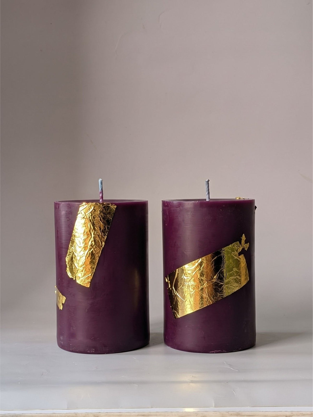 Ivory Thick Pillar Candles Set of 2 | Elegant Decorative Candles – Candles & Fragrances on Brown Living™. SKU: IPC4. Img 3.