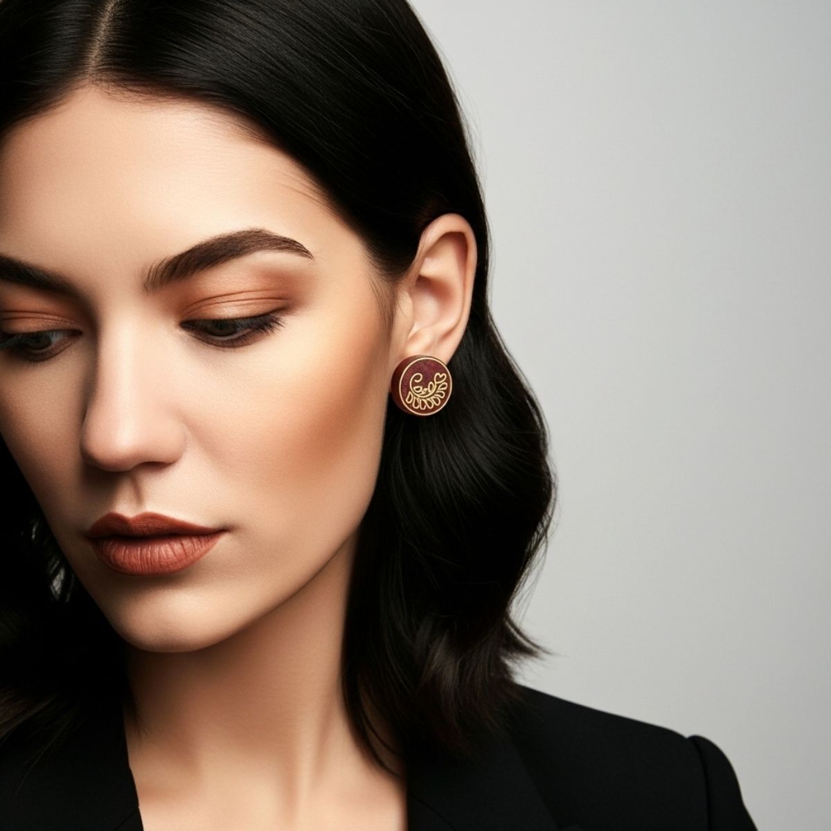 Ivy Taarkashi Wooden Earring - Brass Inlay Craft – Jewellery on Brown Living™. SKU: UATRWJ007. Img 6.