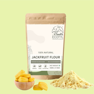 Jackfruit Flour | Low Glycemic Index | Gluten Free | 500g – Bakery Items by Ecotyl available on Brown Living™. . SKU: ECOTYL00034. Img 1.
