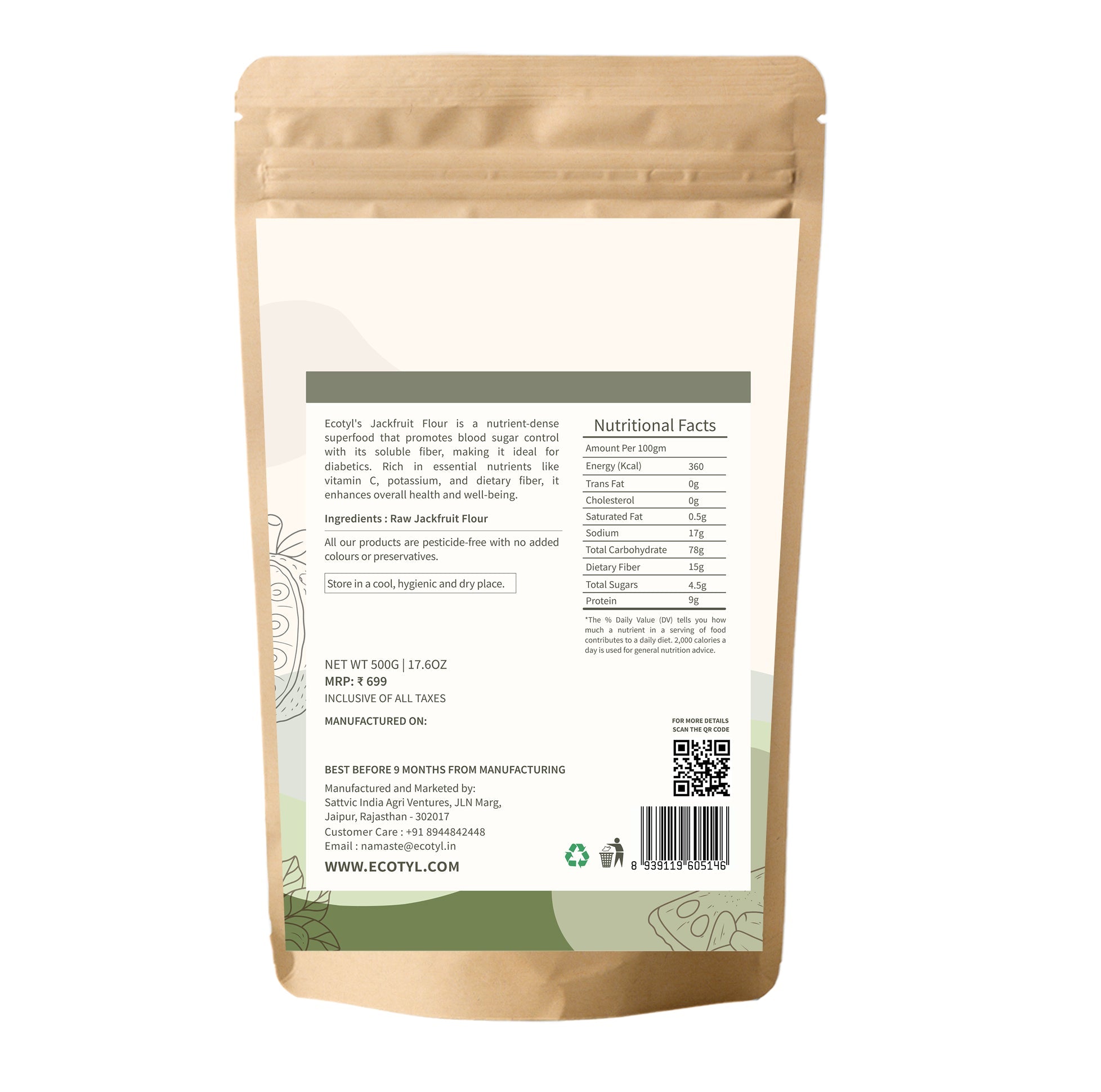 Jackfruit Flour | Low Glycemic Index | Gluten Free | 500g – Bakery Items on Brown Living™. SKU: ECOTYL00034. Img 6.