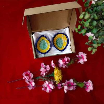 Jaipur Blue Pottery Re - usable Diyas - Set of 2 Gift Pack – Candles & Fragrances on Brown Living™. SKU: SACHIIJBPRDS003. Img 1.