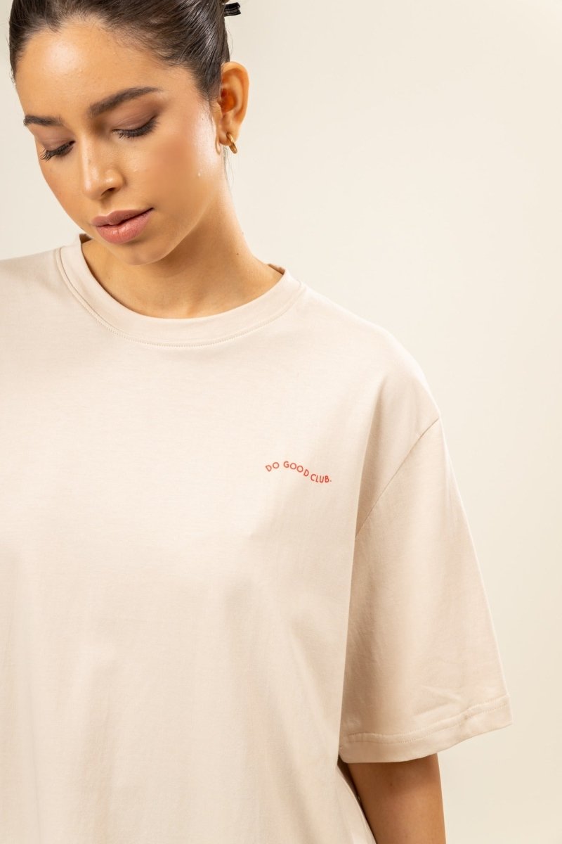 Jamie Beige Organic Cotton T-Shirt | Verified Sustainable by Brown Living™