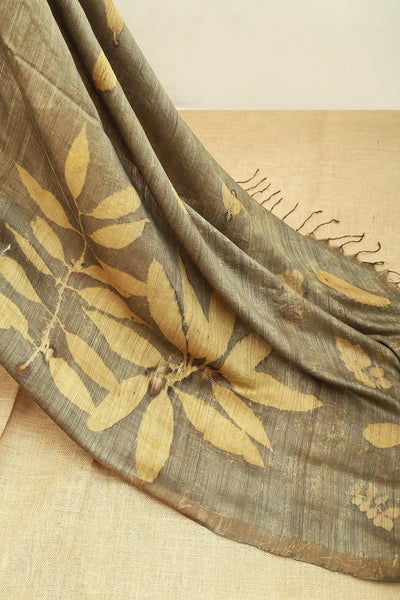 Jamun Ecoprinted Matka Silk Saree Natural Dye – Womens Saree on Brown Living™. SKU: MTS1. Img 4.
