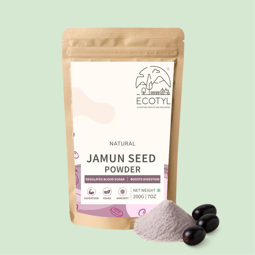 Jamun Seed Powder | Blood Sugar Control | Rich in Antioxidants | 200g – Powder Drink Mixes by Ecotyl available on Brown Living™. . SKU: ECOTYL00035. Img 1.