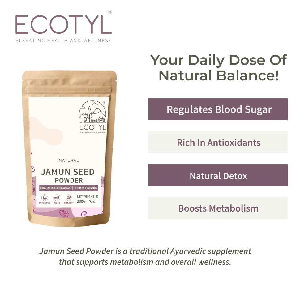 Jamun Seed Powder | Blood Sugar Control | Rich in Antioxidants | 200g – Powder Drink Mixes by Ecotyl available on Brown Living™. . SKU: ECOTYL00035. Img 2.