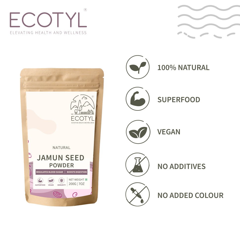 Jamun Seed Powder | Blood Sugar Control | Rich in Antioxidants | 200g – Powder Drink Mixes by Ecotyl available on Brown Living™. . SKU: ECOTYL00035. Img 3.