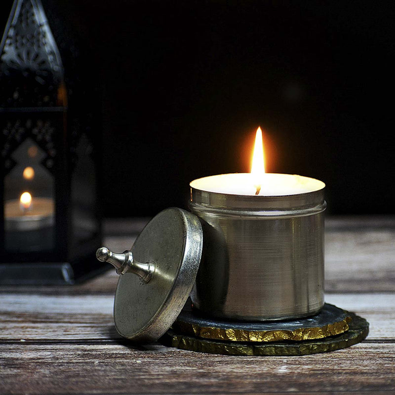 Jasmine Silver Metal Soy Wax Candle | Verified Sustainable Candles & Fragrances on Brown Living™