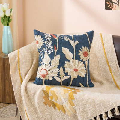 Jcobean Multi Luxe Cotton Cushion | Textured Luxury Decor – Pillow on Brown Living™. SKU: TEE-25744. Img 1.