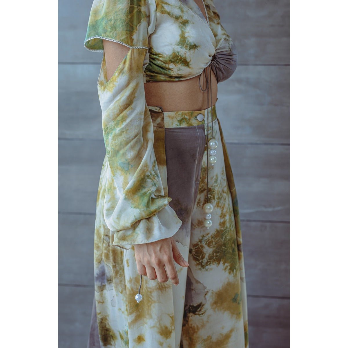 Jean Jade Pleated Pants for Women | Stylish High Waist Wide Leg Pants – Womens Pants on Brown Living™. SKU: TMS0165-XS. Img 2.