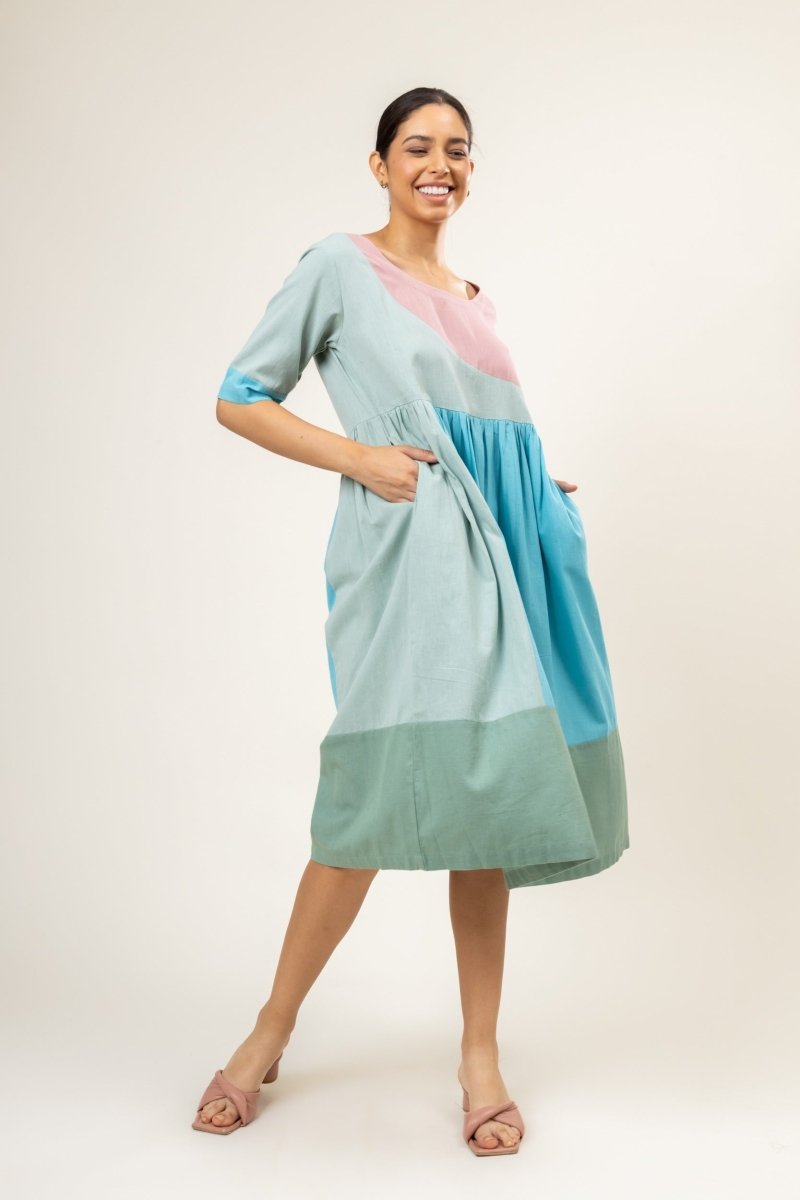 Jess Pastel Upcycled Cotton Dress | Verified Sustainable Womens Dress on Brown Living™