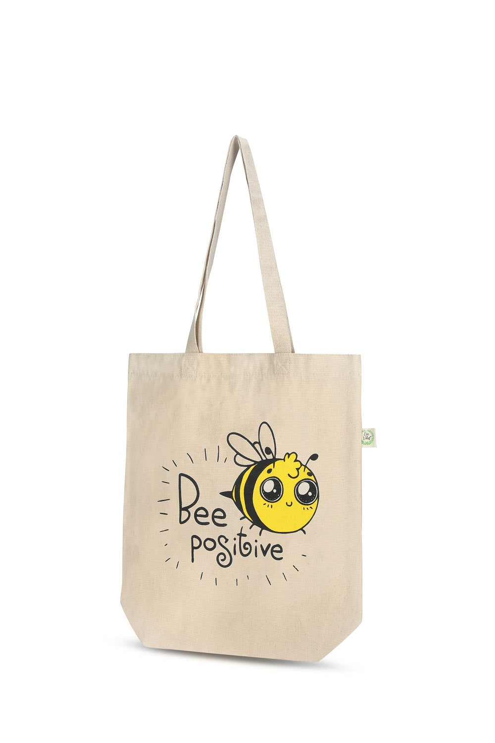 Premium Cotton Canvas Tote Bag - Be Positive White | Verified Sustainable by Brown Living™