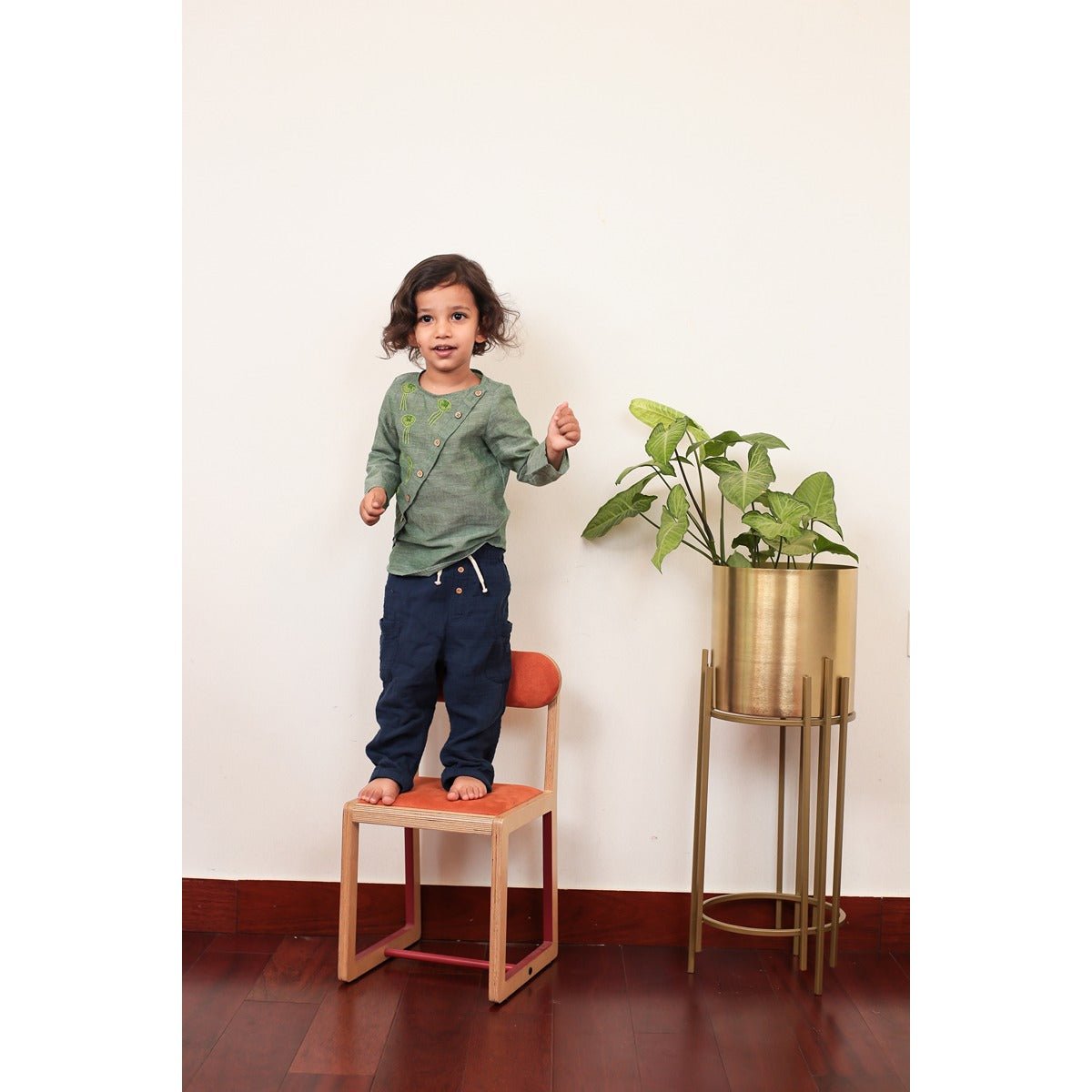 Jovial Jellyfish Shirt | Olive Green Cotton Shirt for Boys – Kids Daywear Sets on Brown Living™. SKU: MCBL32. Img 5.