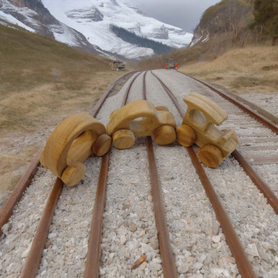 Joy On Wheels – Set Of 3 Neem Wooden Push & Pull Toys For Toddlers – Toy Trains & Vehicles on Brown Living™. SKU: W_TRN-CR-HCR. Img 3.