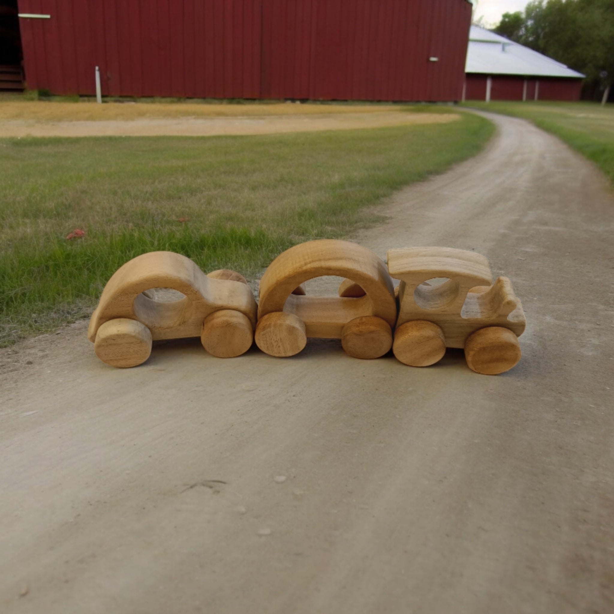 Joy On Wheels – Set Of 3 Neem Wooden Push & Pull Toys For Toddlers – Toy Trains & Vehicles on Brown Living™. SKU: W_TRN-CR-HCR. Img 7.