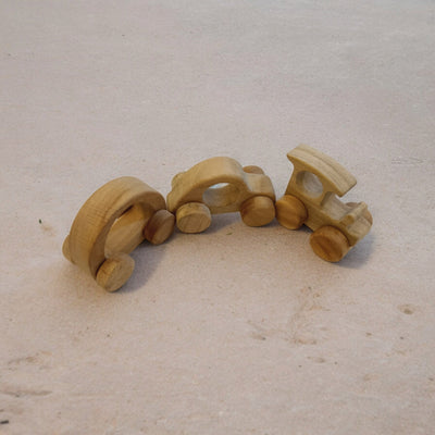 Joy On Wheels – Set Of 3 Neem Wooden Push & Pull Toys For Toddlers – Toy Trains & Vehicles on Brown Living™. SKU: W_TRN-CR-HCR. Img 6.