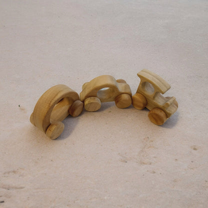 Joy On Wheels – Set Of 3 Neem Wooden Push & Pull Toys For Toddlers – Toy Trains & Vehicles on Brown Living™. SKU: W_TRN-CR-HCR. Img 6.