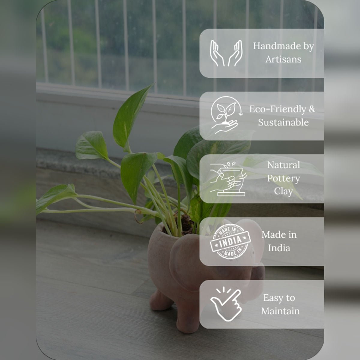 Jumbo Tusk Earthen Planter – Pots & Planters by Swadeh available on Brown Living™. . SKU: A0_plt_0047. Img 3.