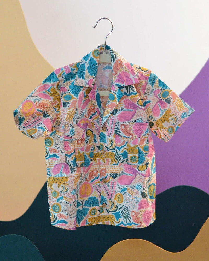 Jungle Bungle Printed Cotton Hawaiian Shirt | Verified Sustainable Kids Shirts on Brown Living™