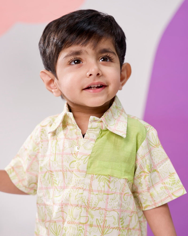 Jungle Gym Printed Cotton Casual Shirt | Verified Sustainable Kids Shirts on Brown Living™