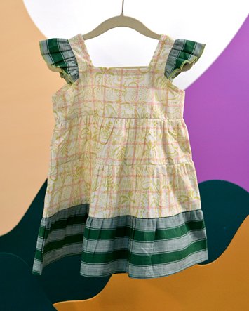 Jungle Gym Printed Cotton Tiered Dress | Verified Sustainable Kids Frocks & Dresses on Brown Living™