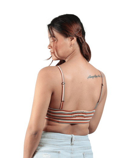Jungle Stripes Triangle Bralette | Comfortable Cotton Bralette – Womens Top on Brown Living™. SKU: 008TRIANGLEERTHYSTRPXS. Img 6.