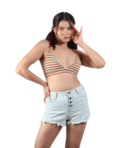 Jungle Stripes Triangle Bralette | Comfortable Cotton Bralette – Womens Top on Brown Living™. SKU: 008TRIANGLEERTHYSTRPXS. Img 10.