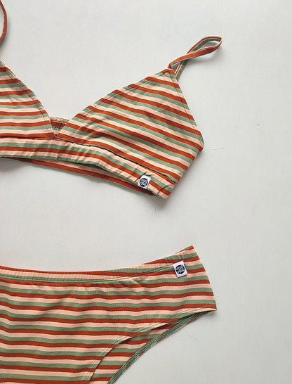 Jungle Stripes Triangle Co - Ord Cotton Lingerie Set – Womens Accessories on Brown Living™. SKU: Co - OrdErthystrp - XS. Img 4.