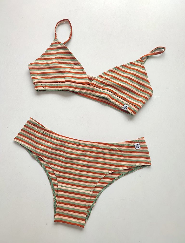 Jungle Stripes Triangle Co - Ord Cotton Lingerie Set – Womens Accessories on Brown Living™. SKU: Co - OrdErthystrp - XS. Img 3.