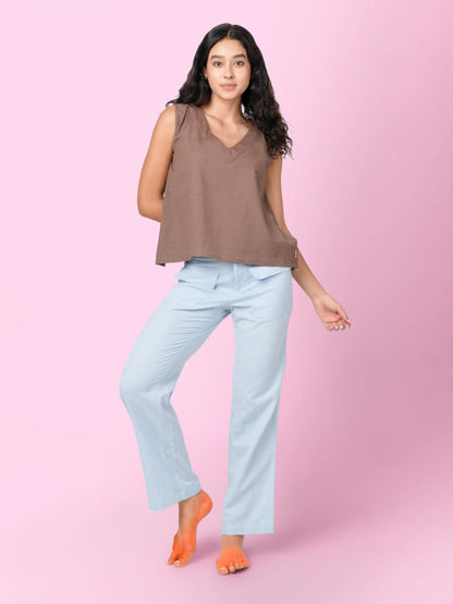 Juno – Handcrafted Cotton Linen Patch Pocket Pants – Mens Pants by Phuhar's available on Brown Living™. Blue Xs. SKU: pH0111. Img 6.