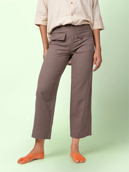 Juno – Handcrafted Cotton Linen Patch Pocket Pants – Mens Pants by Phuhar's available on Brown Living™. Brown Xs. SKU: pH0011. Img 10.
