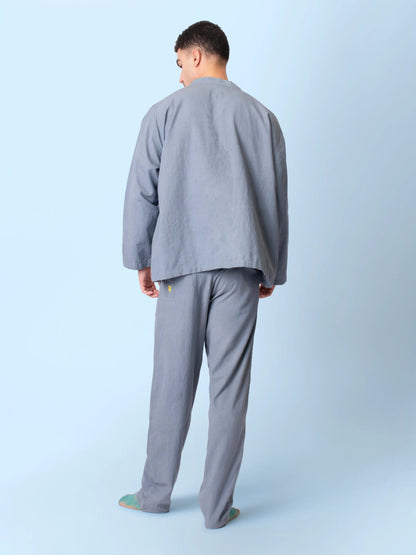 Juno – Handcrafted Cotton Linen Patch Pocket Pants – Mens Pants by Phuhar's available on Brown Living™. Grey Xs. SKU: pH0061. Img 3.