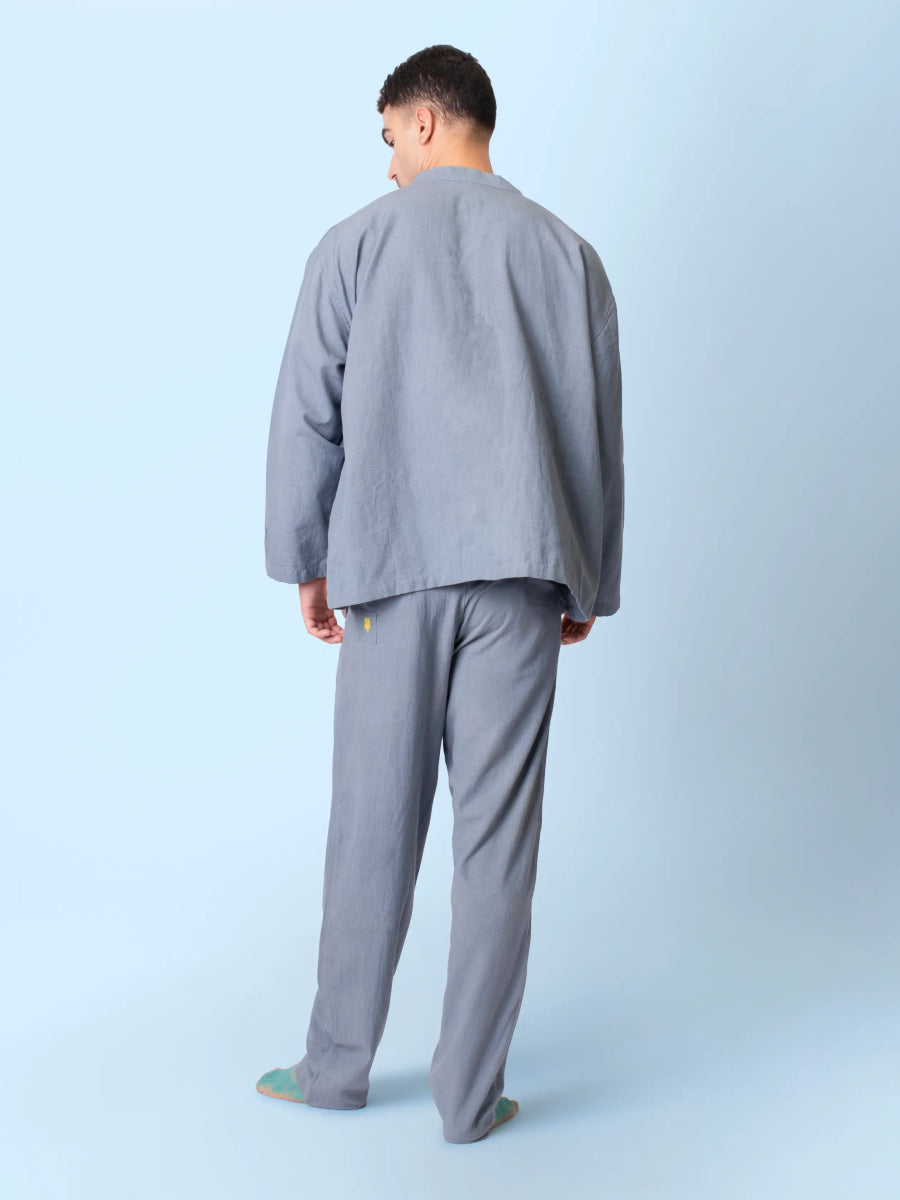 Juno – Handcrafted Cotton Linen Patch Pocket Pants – Mens Pants by Phuhar's available on Brown Living™. Grey Xs. SKU: pH0061. Img 3.