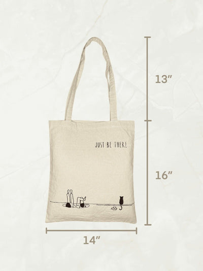 Just Be There - 100% Cotton Canvas Tote Bag – Tote Bag on Brown Living™. SKU: EM - 0051B. Img 3.