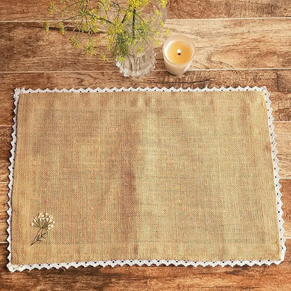 Jute Mat Embroidered Dandelion – Home Decor by Studio Vilasita available on Brown Living™. . SKU: MP_JMDAND4. Img 1.