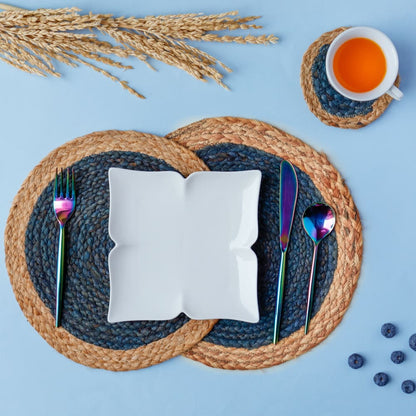 Jute Placemats – Set of 2 – Table Linens by ONEarth available on Brown Living™. Blue . SKU: OEP096a. Img 11.