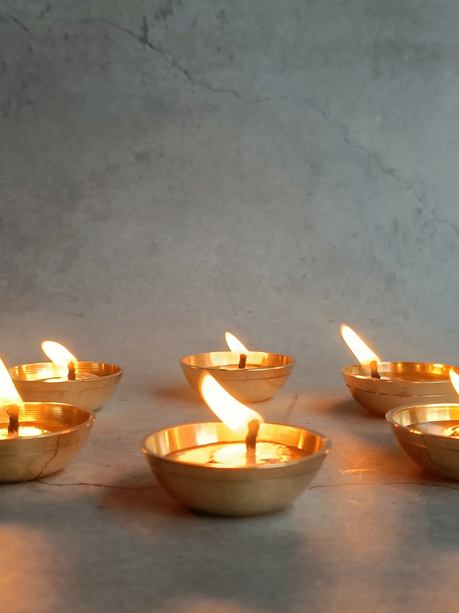 Jyot Brass & Glass Diyas – Set of 6 | Handmade Decorative Diyas – Candles & Fragrances on Brown Living™. SKU: JDSRH01. Img 7.