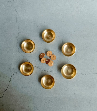 Jyot Brass & Glass Diyas – Set of 6 | Handmade Decorative Diyas – Candles & Fragrances on Brown Living™. SKU: JDSRH01. Img 4.