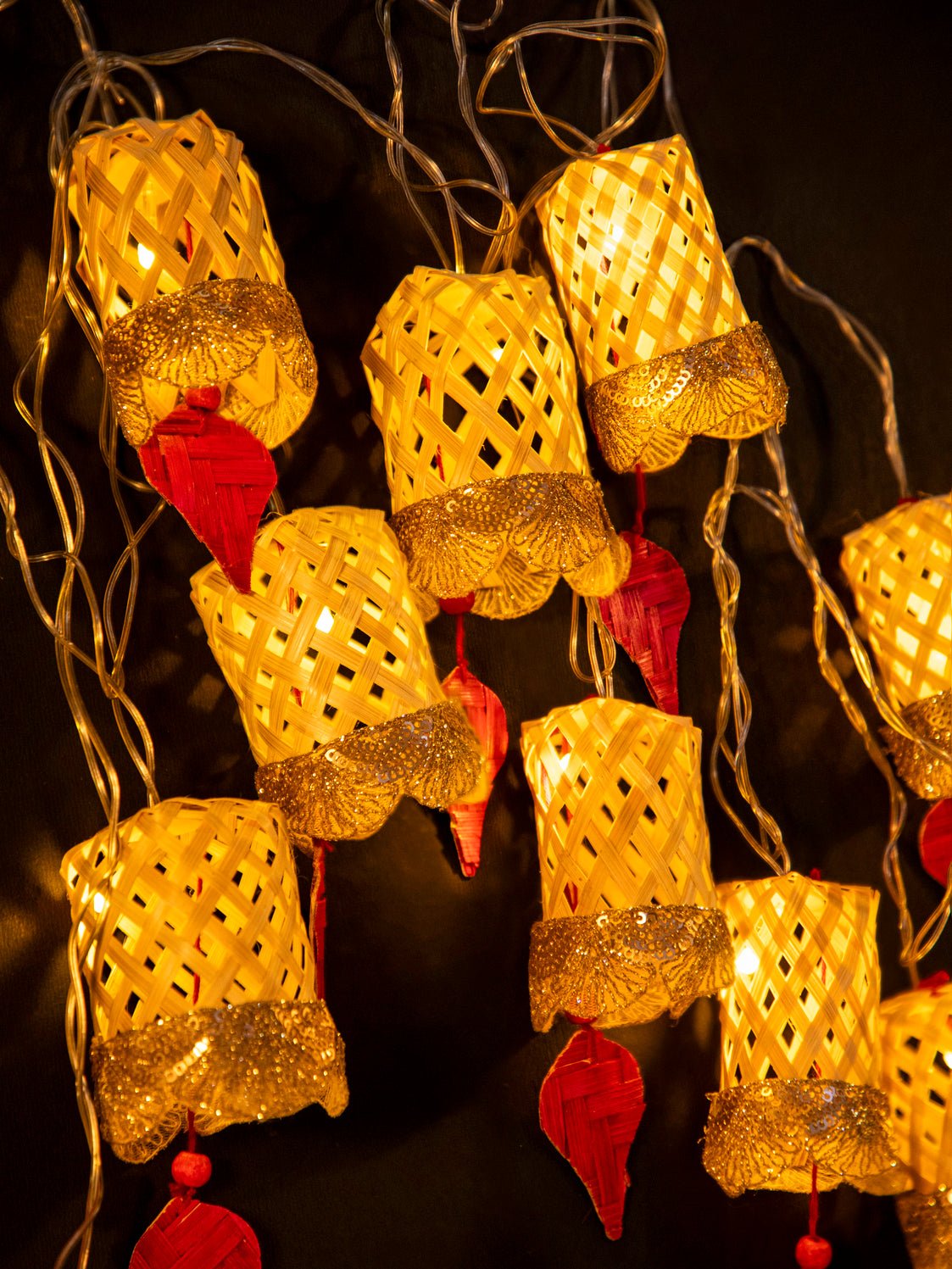 Jyoti Handcrafted Bamboo String Light – Lamps & Lighting on Brown Living™. SKU: FL-696. Img 4.