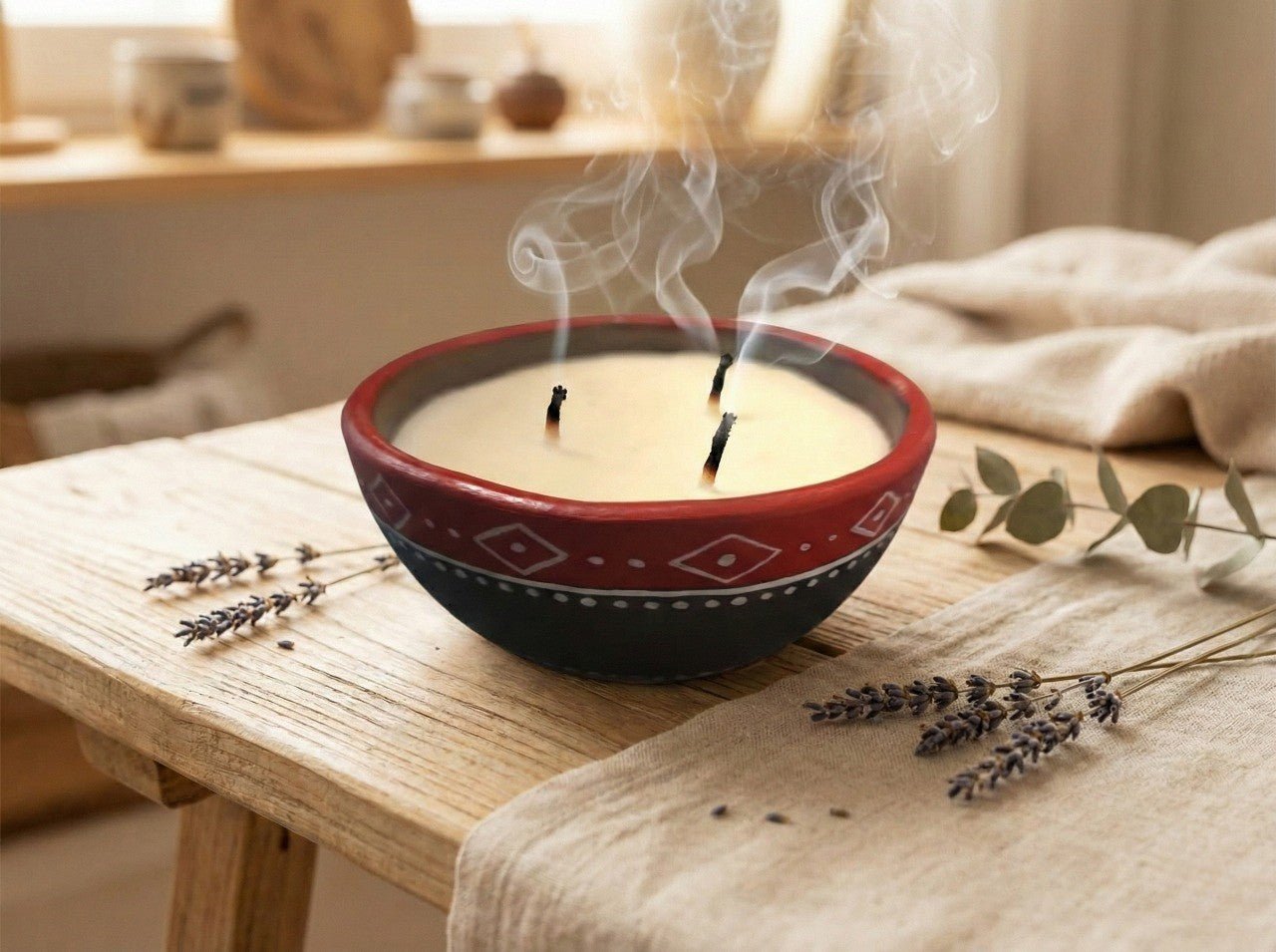 Kaavi Kalash 3 - Wick Black Clay Candle | Handcrafted Aromatic Deep – Candles & Fragrances on Brown Living™. SKU: KVGABCLGMC02. Img 3.