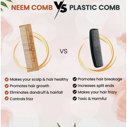 Kacchi Neem Comb Pack of 2 | Handcrafted Neem Wood Hair – Hair Comb on Brown Living™. SKU: KOE018-DC-FC. Img 4.
