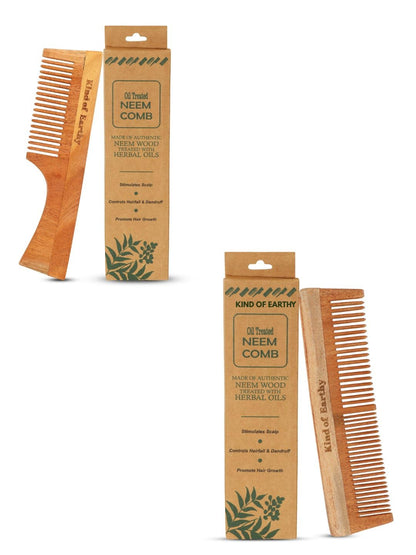 Kacchi Neem Comb Pack of 2 | Handcrafted Neem Wood Hair – Hair Comb on Brown Living™. SKU: KOE018-DC-HC. Img 7.