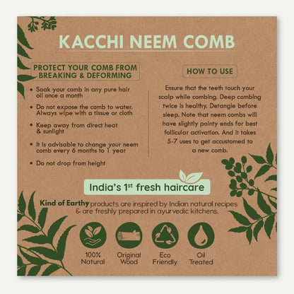 Kacchi Neem Comb Pack of 2 | Handcrafted Neem Wood Hair – Hair Comb on Brown Living™. SKU: KOE018-DC-HC. Img 8.