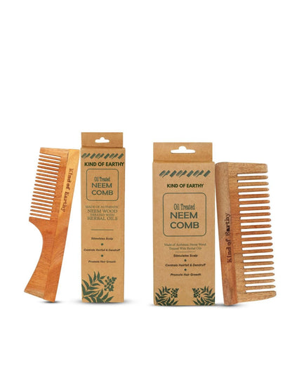 Kacchi Neem Comb Pack of 2 | Handcrafted Neem Wood Hair – Hair Comb on Brown Living™. SKU: KOE018-SC-HC. Img 5.