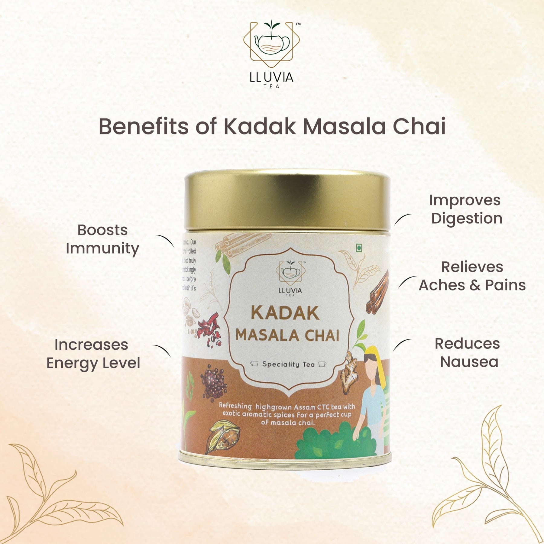 Kadak Masala Chai - Improves Metabolism & Immunity - 70g | Verified Sustainable by Brown Living™