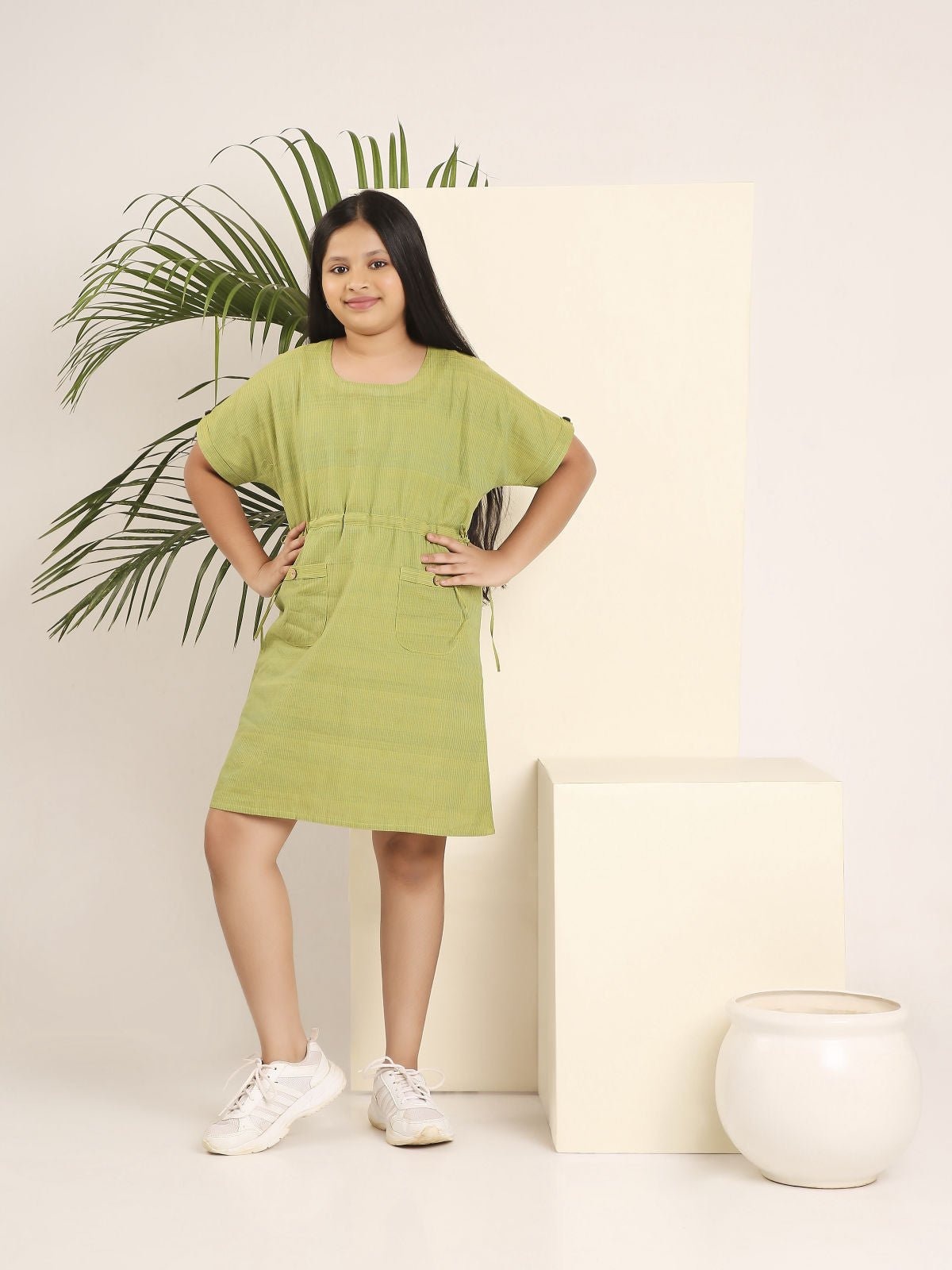 Kaftan Styled Dress for Girls | Comfortable Flowing Cotton Kids Dress – Kids Frocks & Dresses on Brown Living™. SKU: LB-BL-01. Img 2.