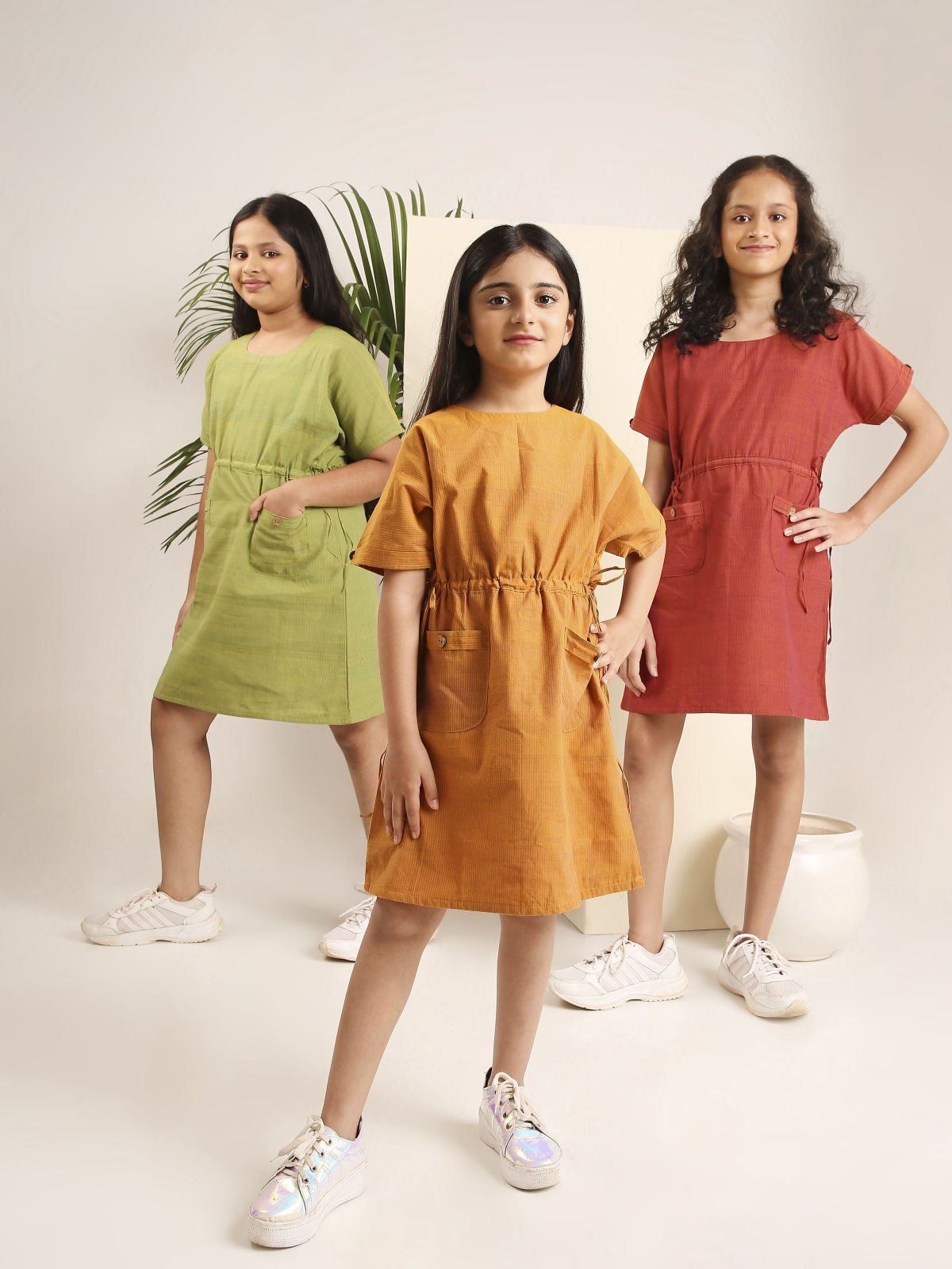 Kaftan Styled Dress for Girls | Comfortable Flowing Cotton Kids Dress – Kids Frocks & Dresses on Brown Living™. SKU: LB-BL-01. Img 4.