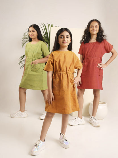 Kaftan Styled Dress for Girls | Comfortable Flowing Cotton Kids Dress – Kids Frocks & Dresses on Brown Living™. SKU: LB-BL-01. Img 4.