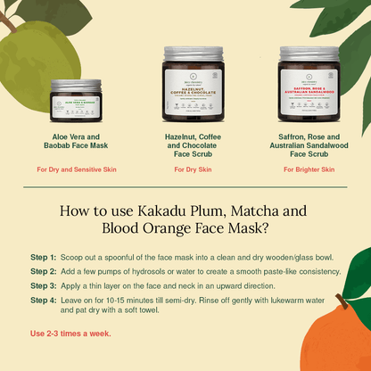 Kakadu Plum, Matcha & Blood Orange Organic Face Mask - 20g | Verified Sustainable by Brown Living™