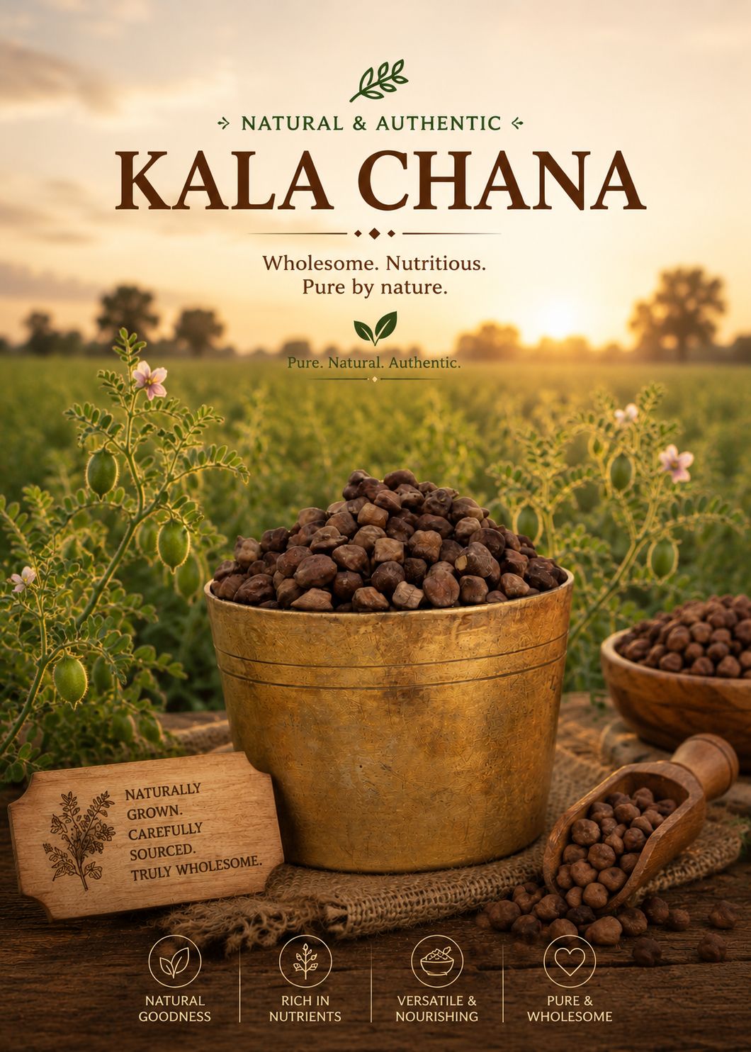 Kala Chana 500g – Protein Rich Black Chickpeas – Cooking & Baking Supplies on Brown Living™. SKU: I00030. Img 5.